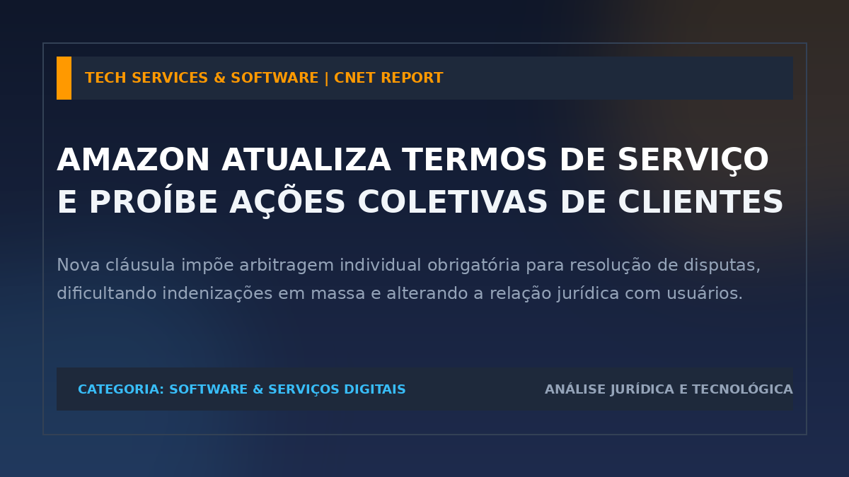 Amazon Atualiza Termos de Serviço e Proíbe Ações Coletivas: O Que Muda para Usuários de Software e Serviços