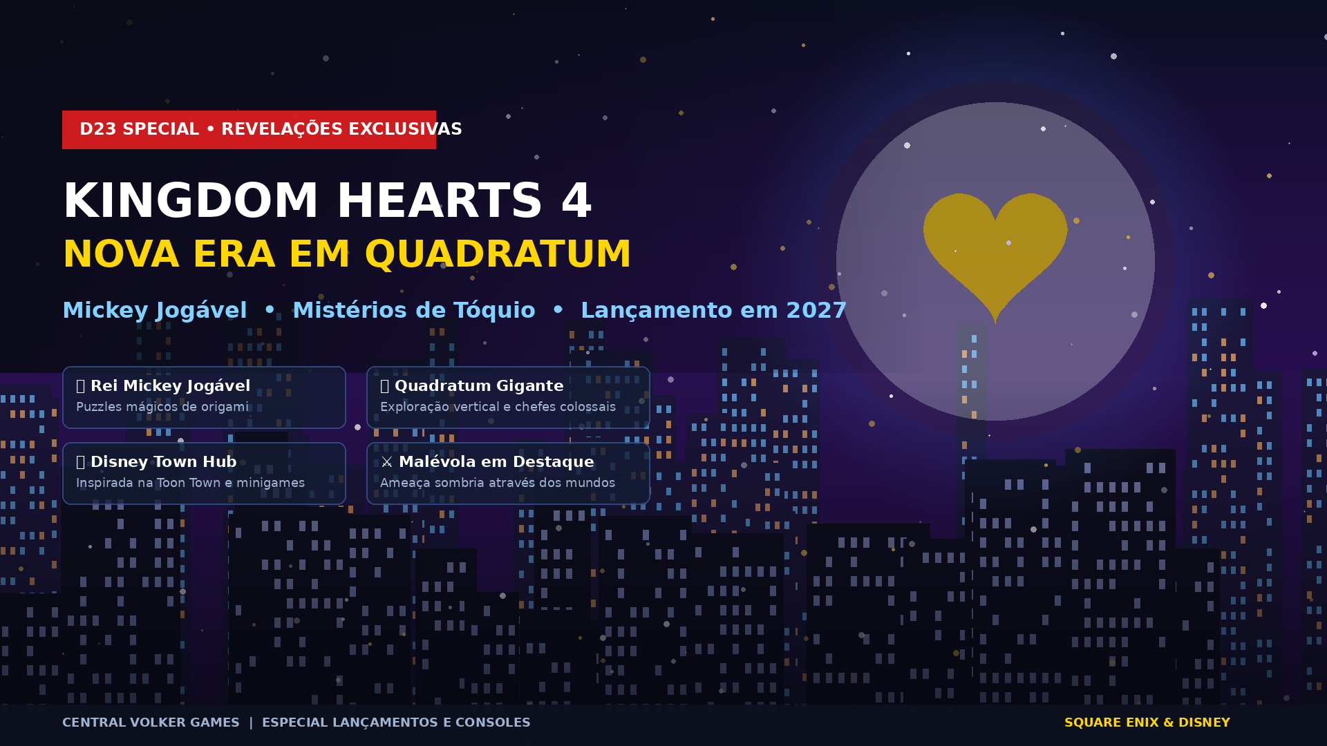 Kingdom Hearts 4 Ganha Novidades Épicas na D23: Mickey Jogável, Escala Massiva em Quadratum e Lançamento Confirmado para 2027