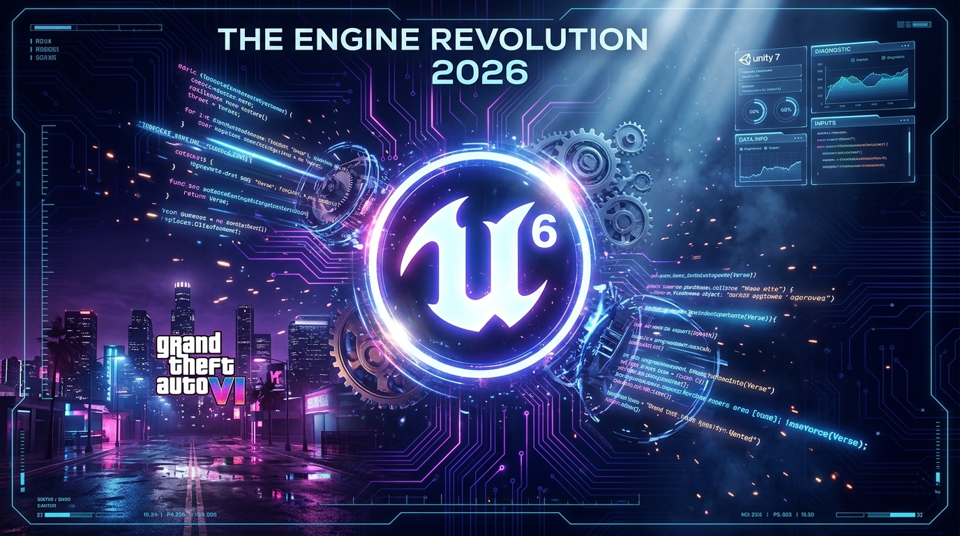 A Revolução dos Game Engines em 2026: UE6, Unity 7, RAGE 9 e o Futuro dos Jogos